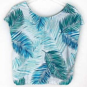 Tahari Linen Palm Leaf Top Tropical Hawaiian Medium Cruise Vacation Lightweight